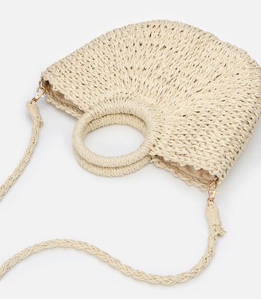  Kadın Ekru Hasır Omuz Çantası