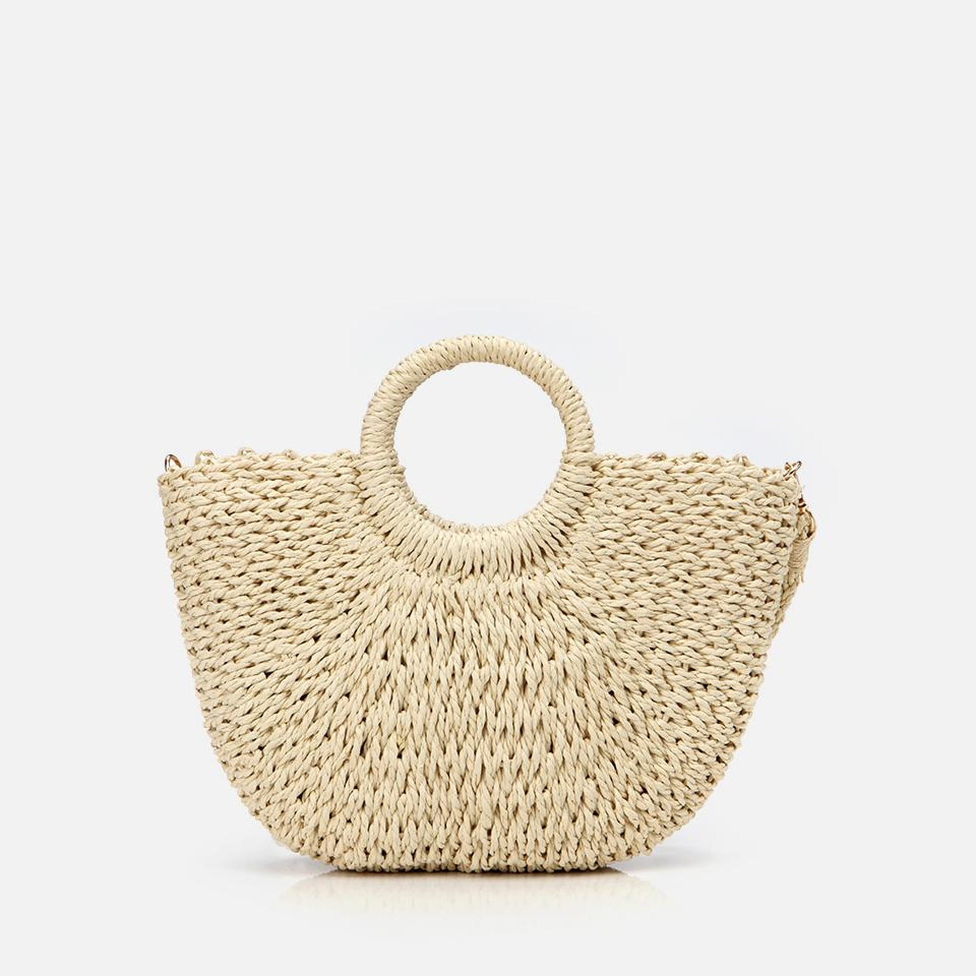 Kadın Ekru Hasır Omuz Çantası