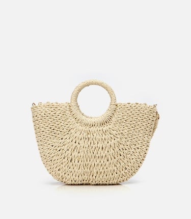  Kadın Ekru Hasır Omuz Çantası