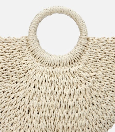  Kadın Ekru Hasır Omuz Çantası