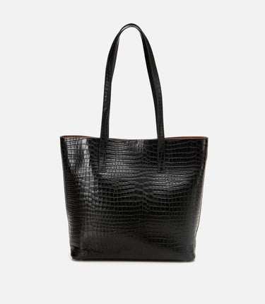  Kadın Deri Siyah Çıkarılabilir Portföy Çantalı Tote Çanta