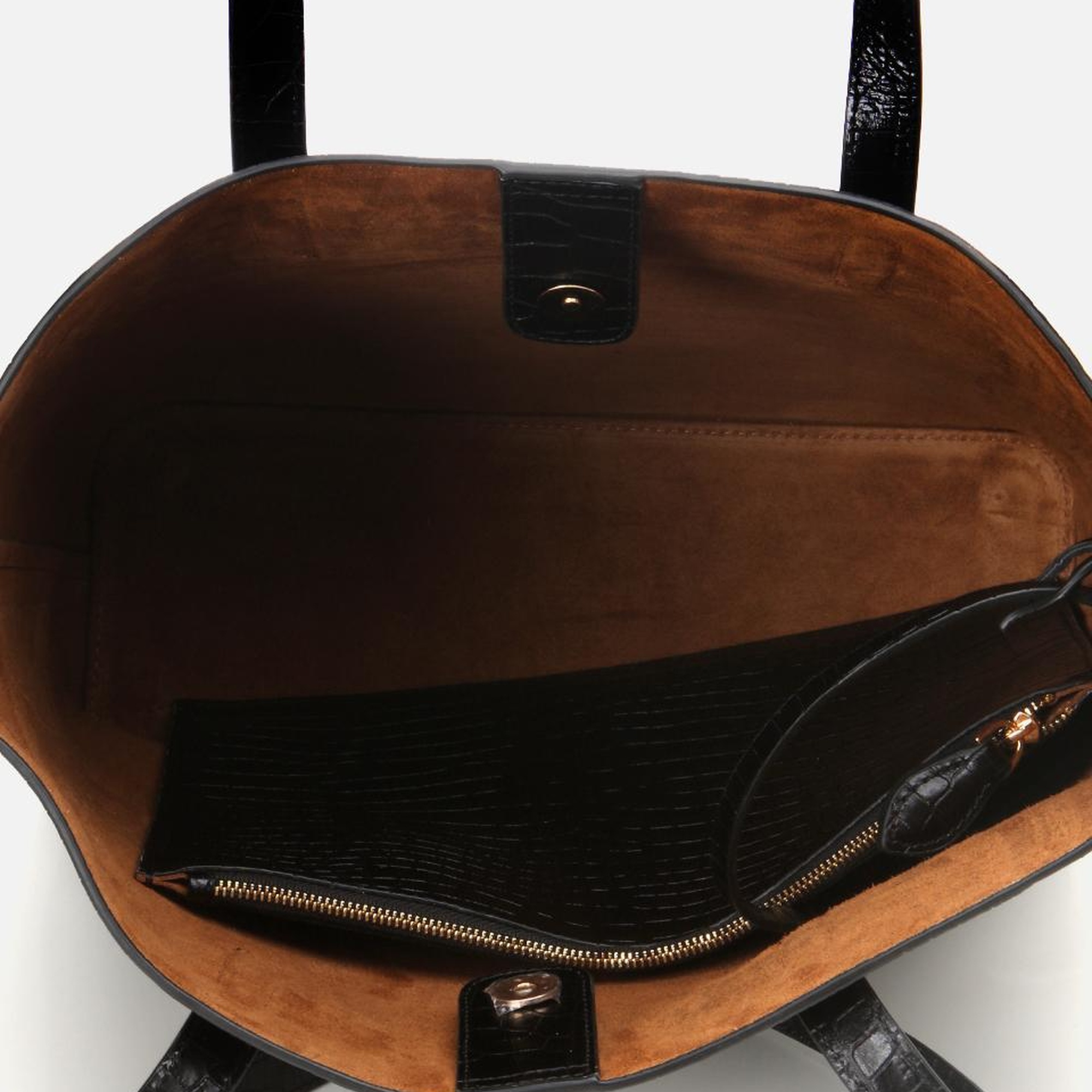 Kadın Deri Siyah Çıkarılabilir Portföy Çantalı Tote Çanta