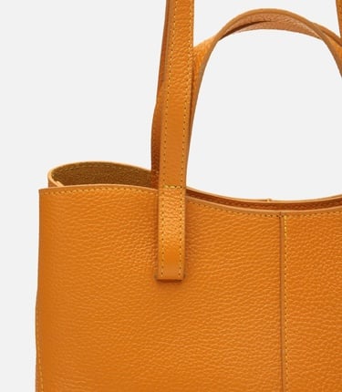  Kadın Deri Sarı Tote Çanta