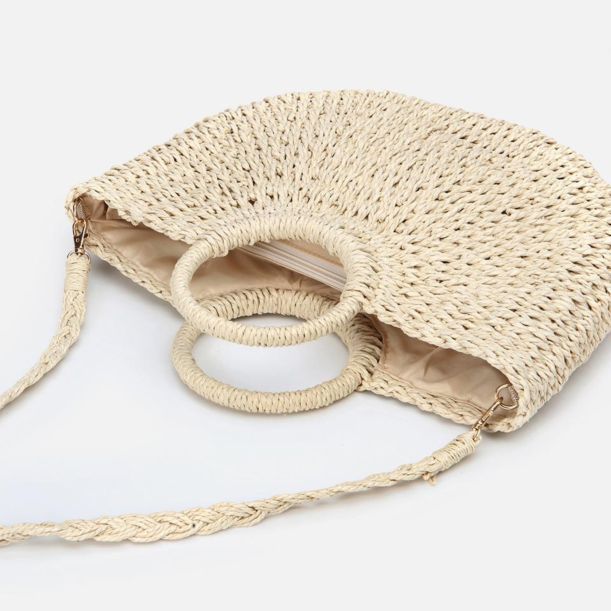 Kadın Ekru Hasır Omuz Çantası