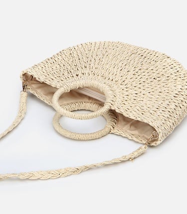  Kadın Ekru Hasır Omuz Çantası