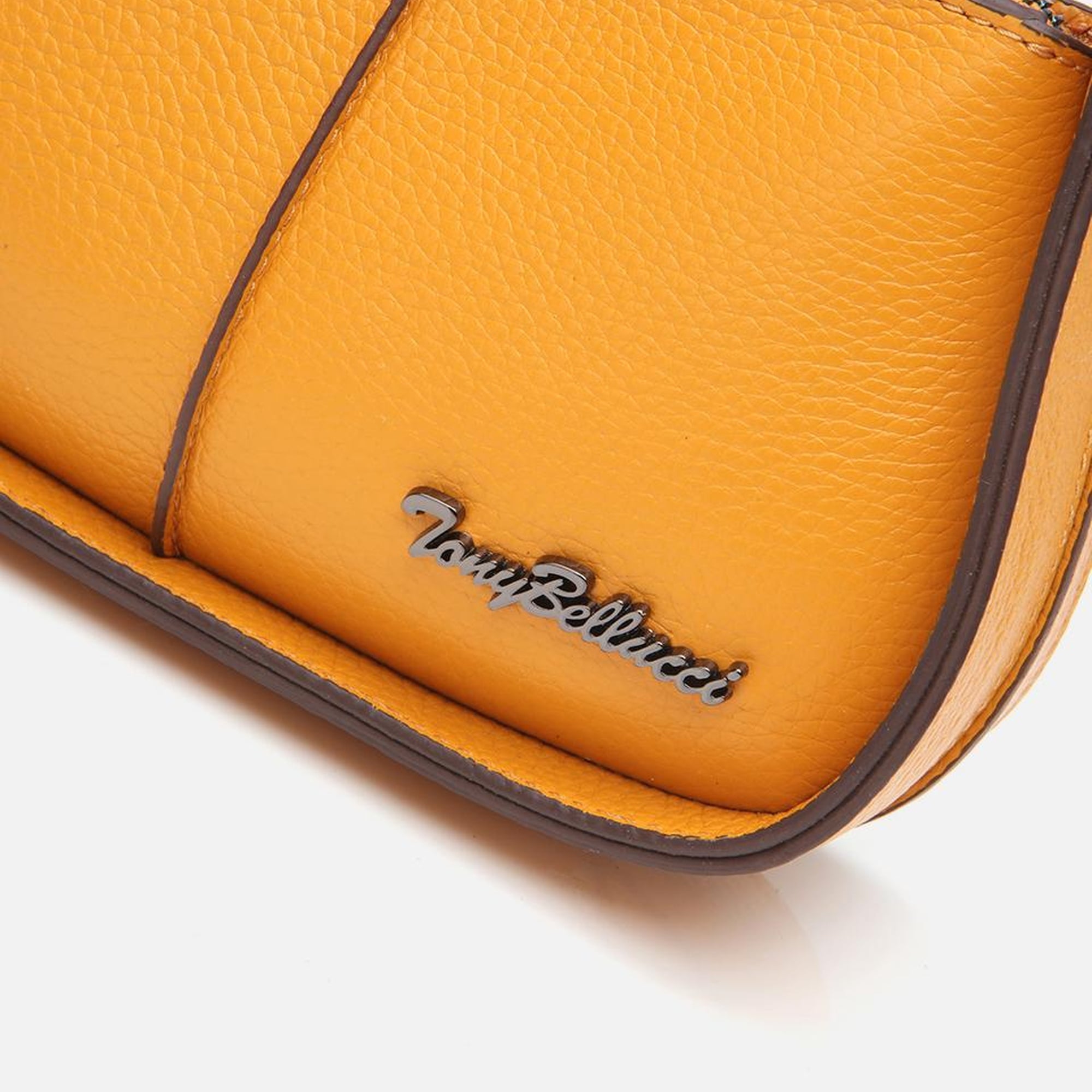 Kadın Deri Sarı Ayarlanabilir Askılı Mini Çanta