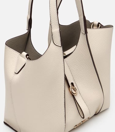  Kadın Deri Ekru Kilit Detaylı Tote Çanta