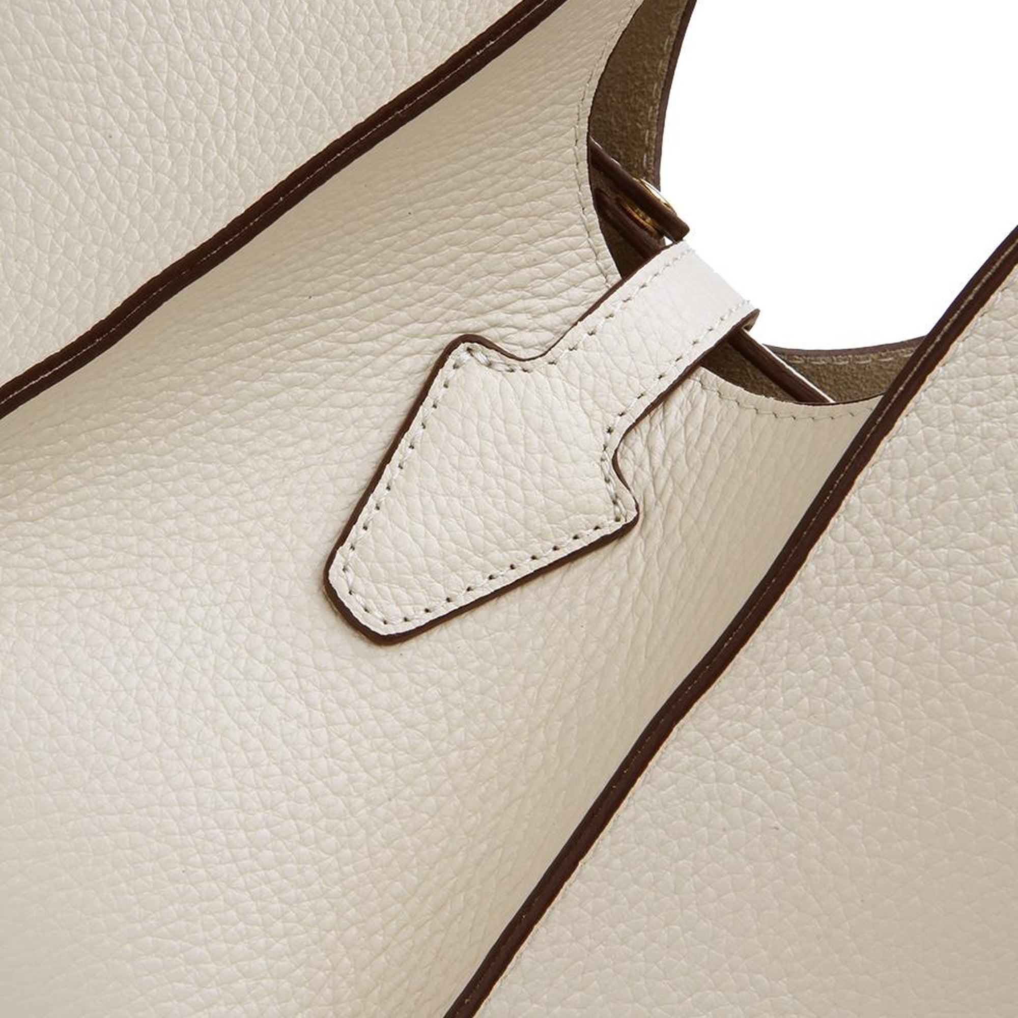 Kadın Deri Ekru Kilit Detaylı Tote Çanta