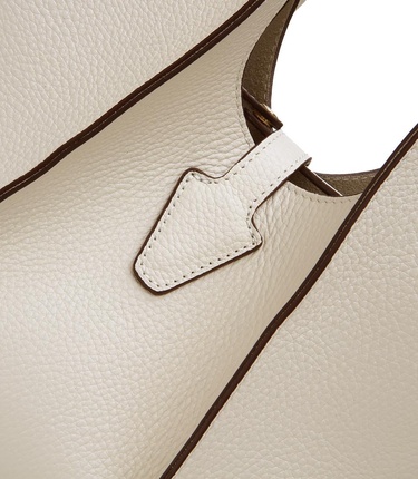  Kadın Deri Ekru Kilit Detaylı Tote Çanta