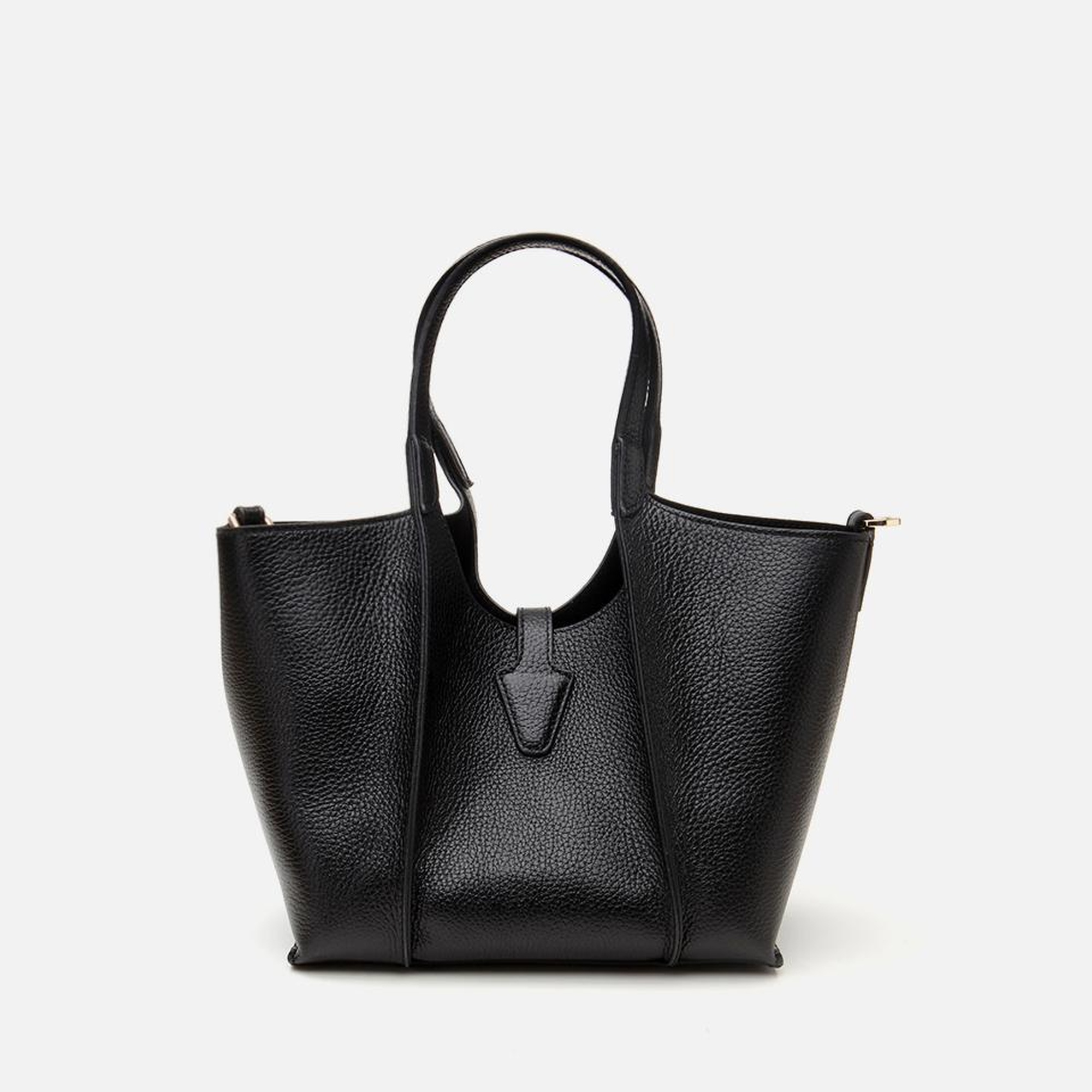 Kadın Deri Siyah Kilit Detaylı Tote Çanta