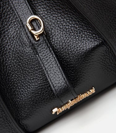  Kadın Deri Siyah Kilit Detaylı Tote Çanta