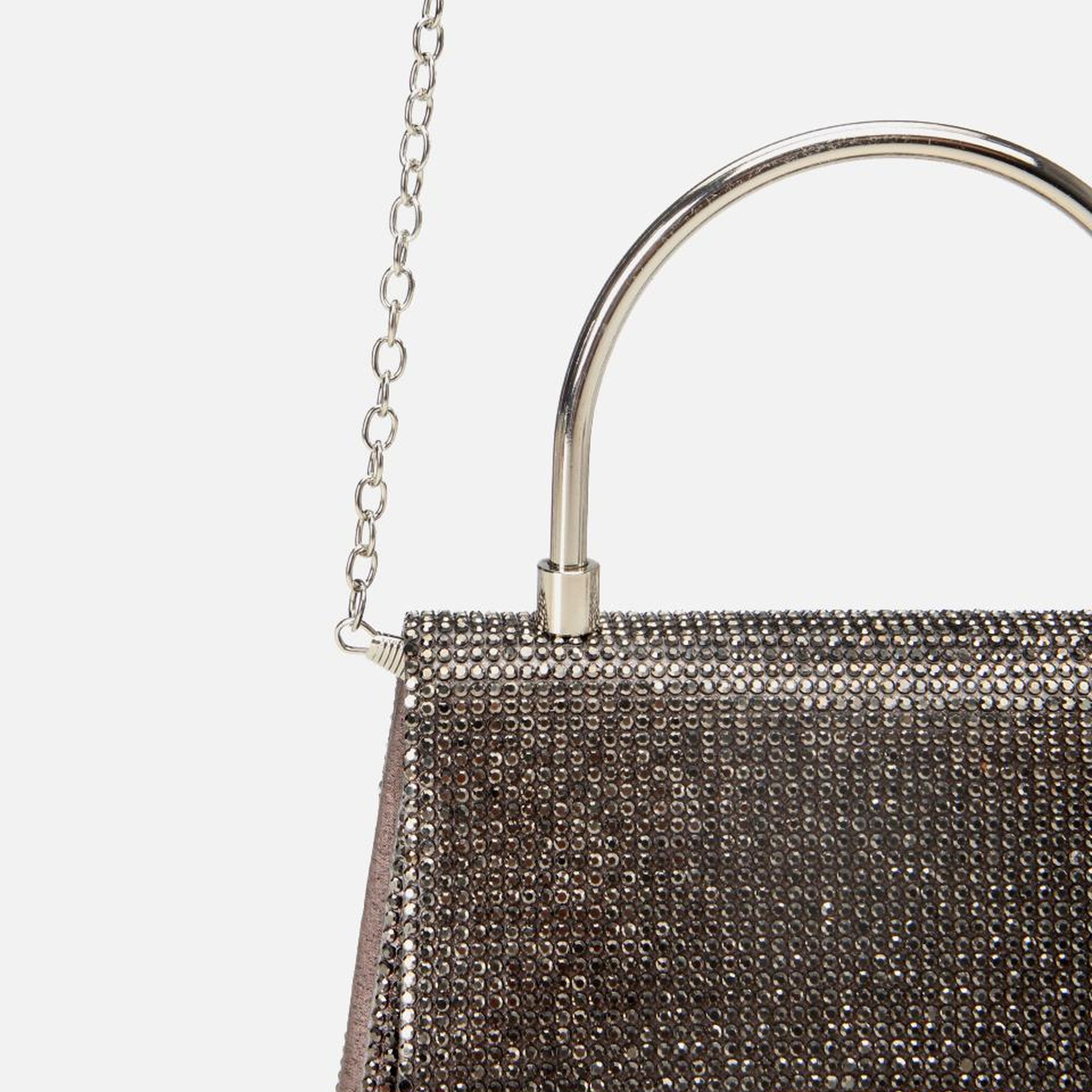 Kadın Gri Taşlı Mini Çanta