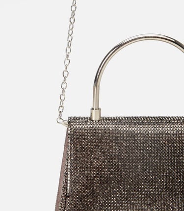  Kadın Gri Taşlı Mini Çanta