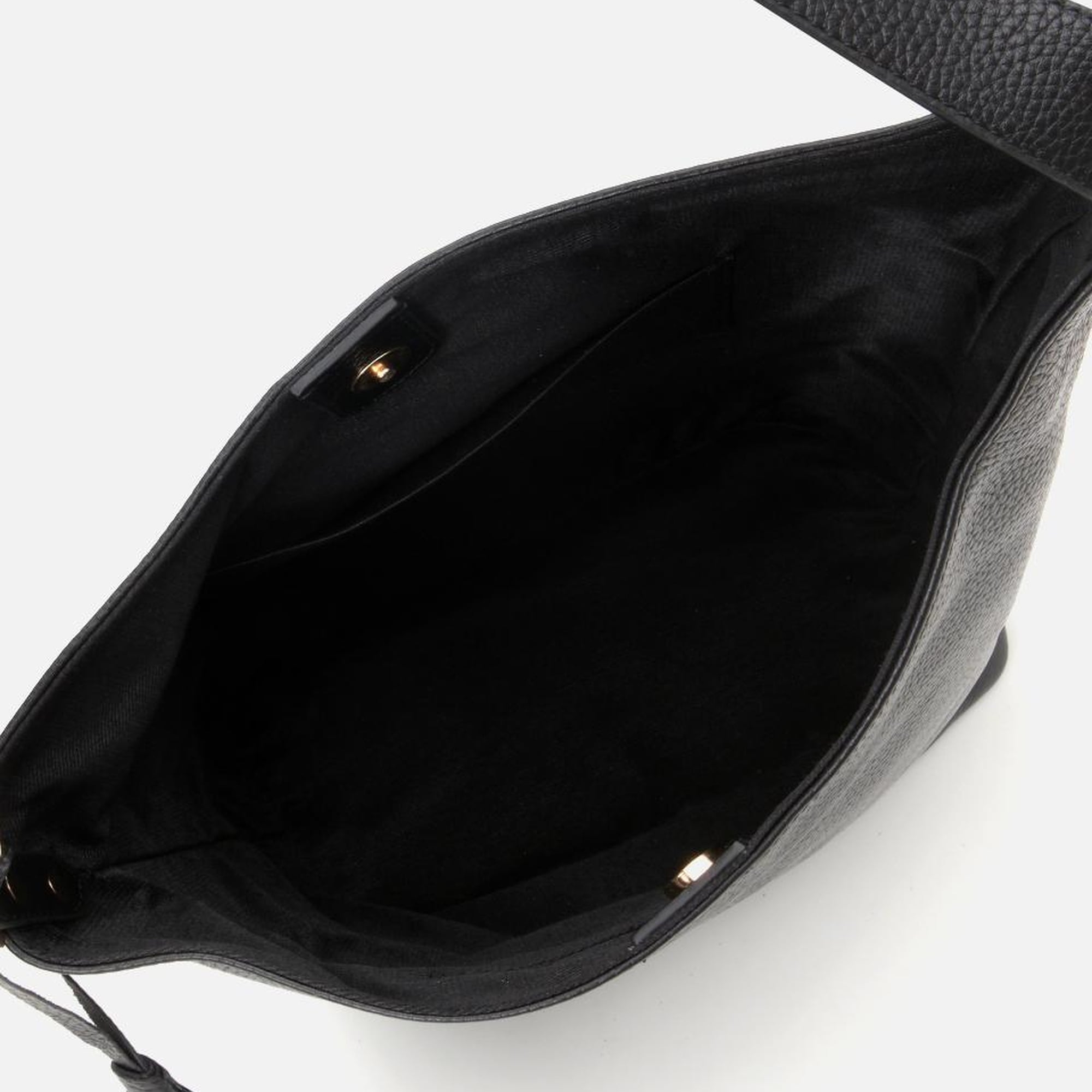 Kadın Deri Siyah Asimetrik Yumuşak Dokulu Omuz Çantası