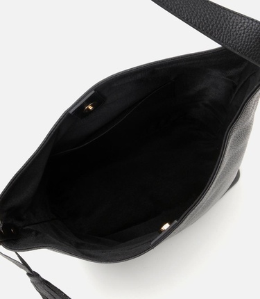  Kadın Deri Siyah Asimetrik Yumuşak Dokulu Omuz Çantası