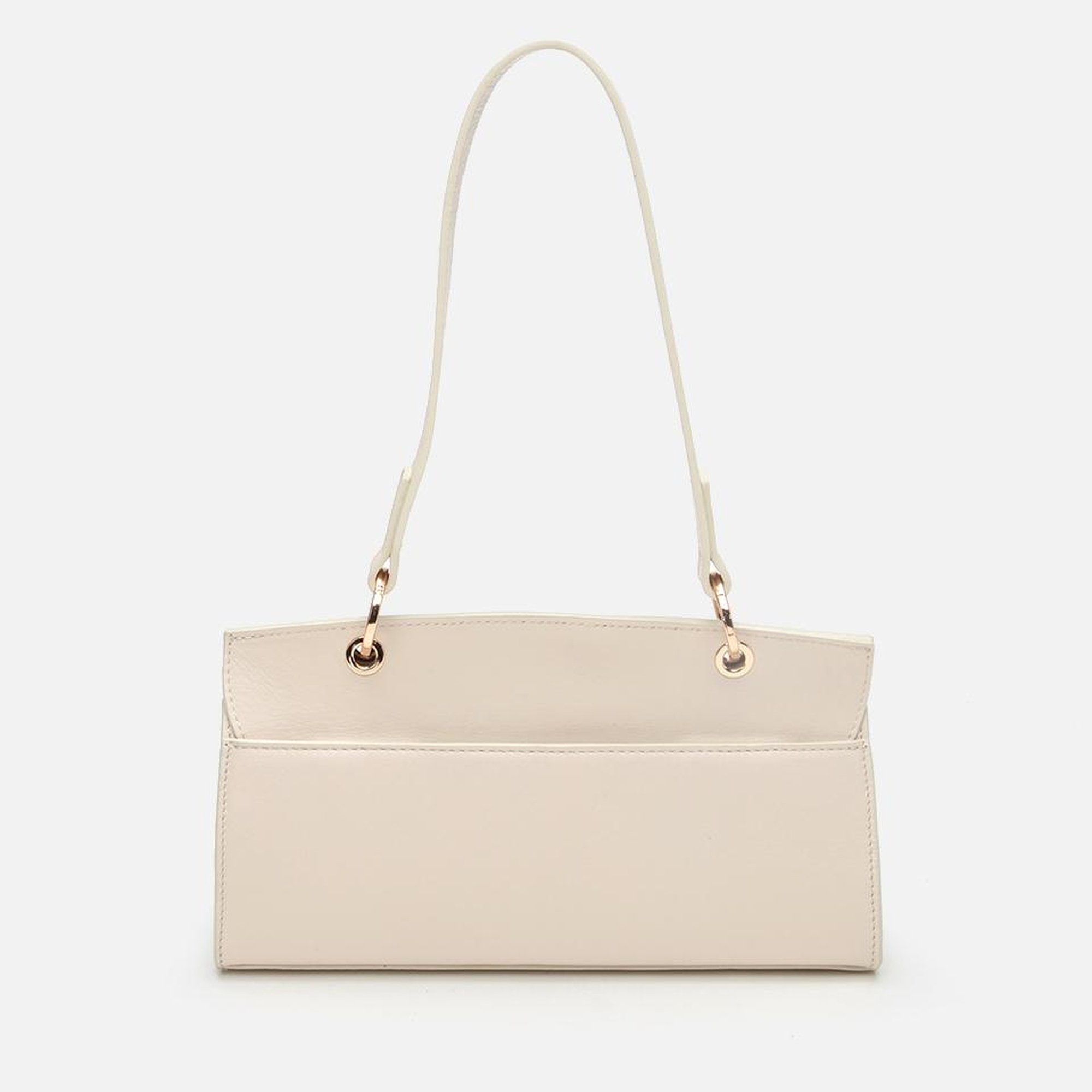 Kadın Deri Ekru Kilit Detaylı Omuz çantası