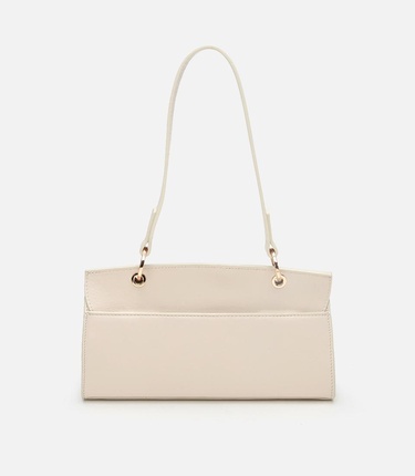  Kadın Deri Ekru Kilit Detaylı Omuz çantası