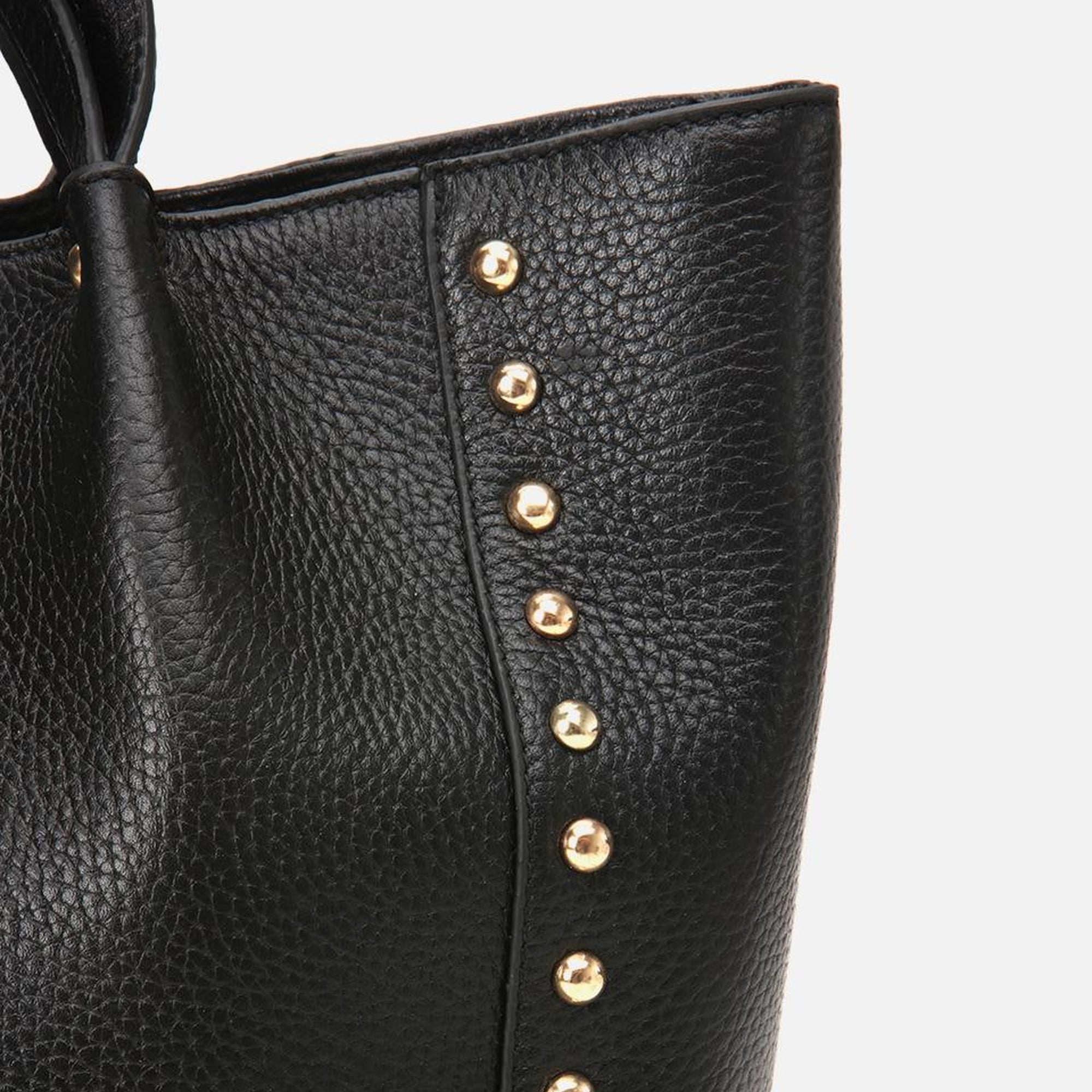 Kadın Deri Siyah Zımba Detaylı Tote Çanta