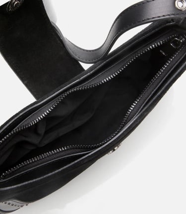  Kadın Süet Deri Siyah Toka Detaylı Omuz Çantası