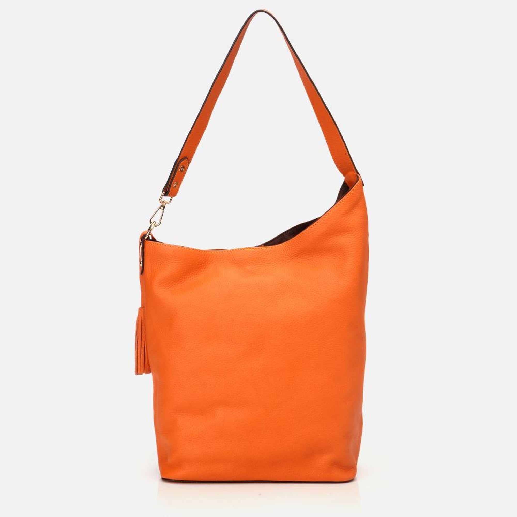 Kadın Deri Turuncu Asimetrik Yumuşak Dokulu Omuz Çantası