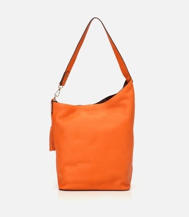  Kadın Deri Turuncu Asimetrik Yumuşak Dokulu Omuz Çantası