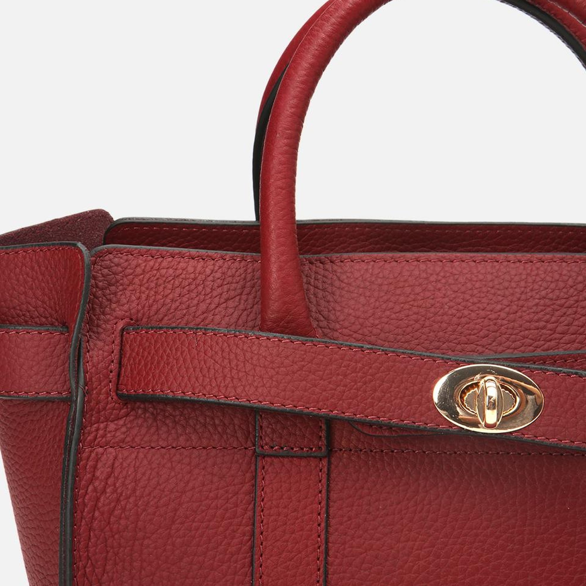 Kadın Deri Bordo Kilit Detaylı Omuz Çantası