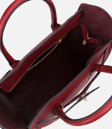  Kadın Deri Bordo Kilit Detaylı Omuz Çantası