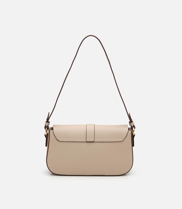  Kadın Bej Kilit Detaylı Çapraz Askılı Çanta