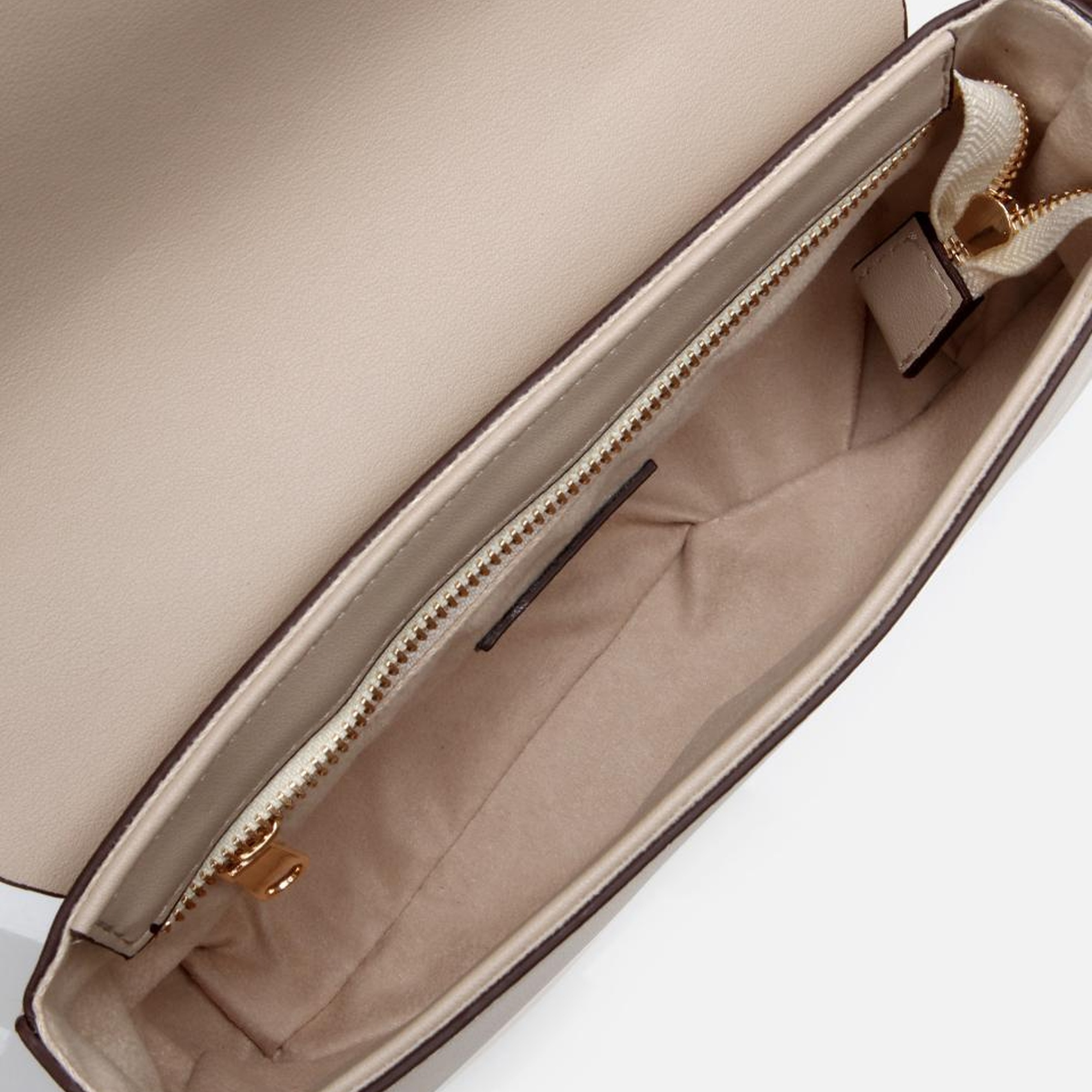 Kadın Bej Kilit Detaylı Çapraz Askılı Çanta