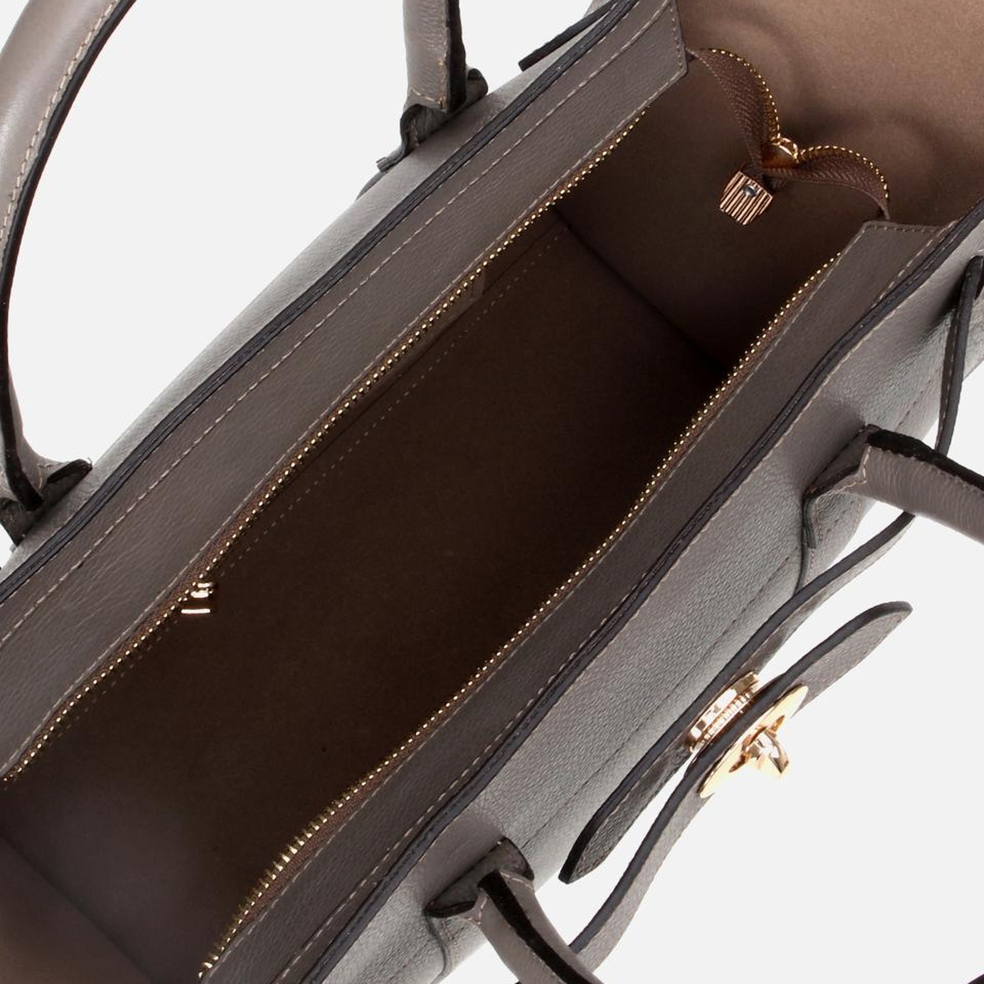 Kadın Deri Vizon Kilit Detaylı Omuz Çantası