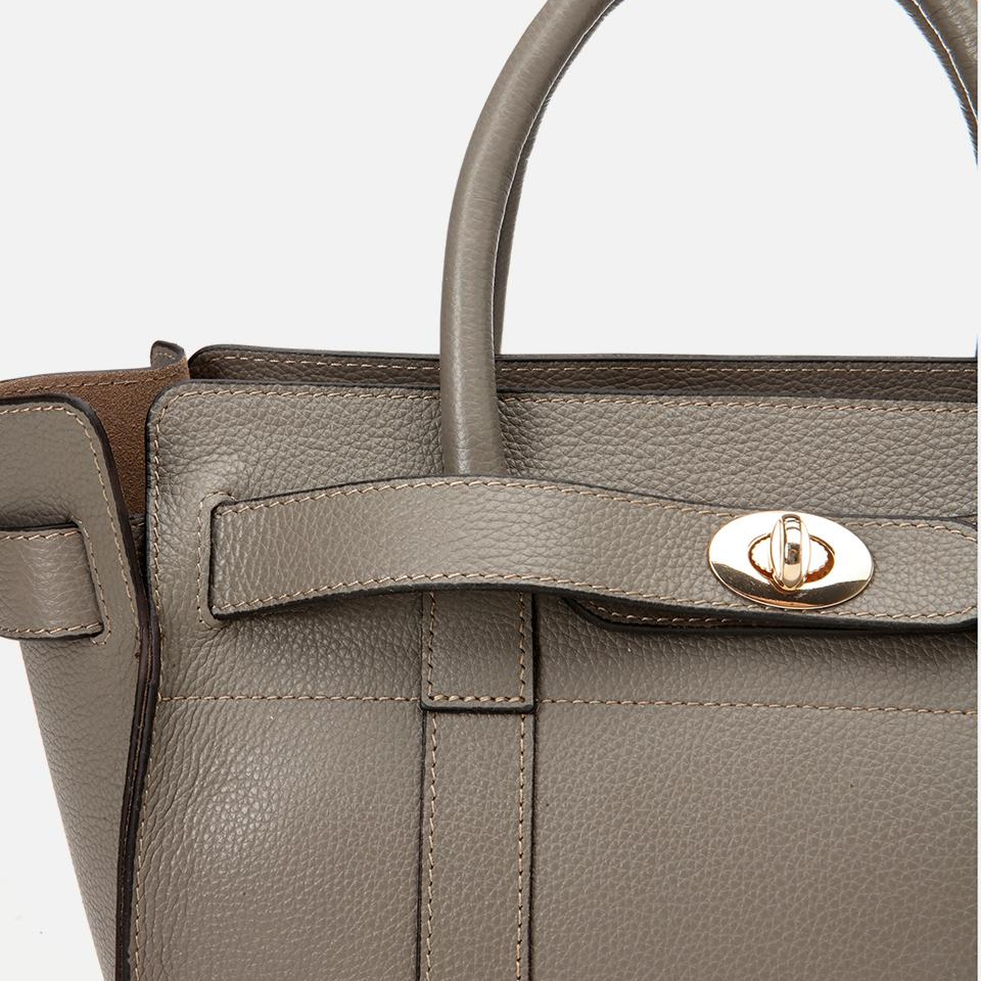 Kadın Deri Vizon Kilit Detaylı Omuz Çantası