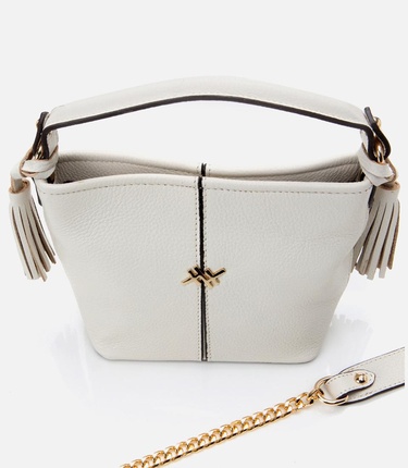  Kadın Deri Ekru Mini (Çapraz) Çanta