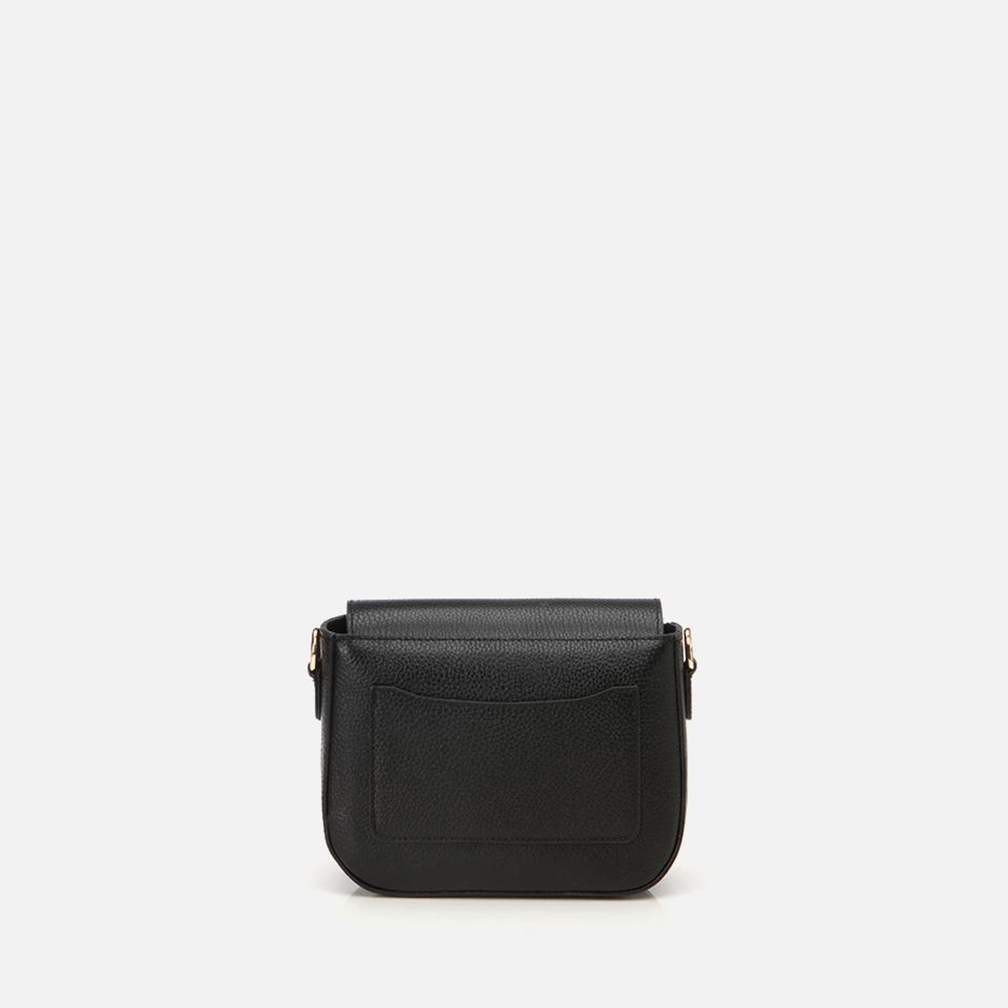 Kadın Deri Siyah Kilit Detaylı Mini Çanta