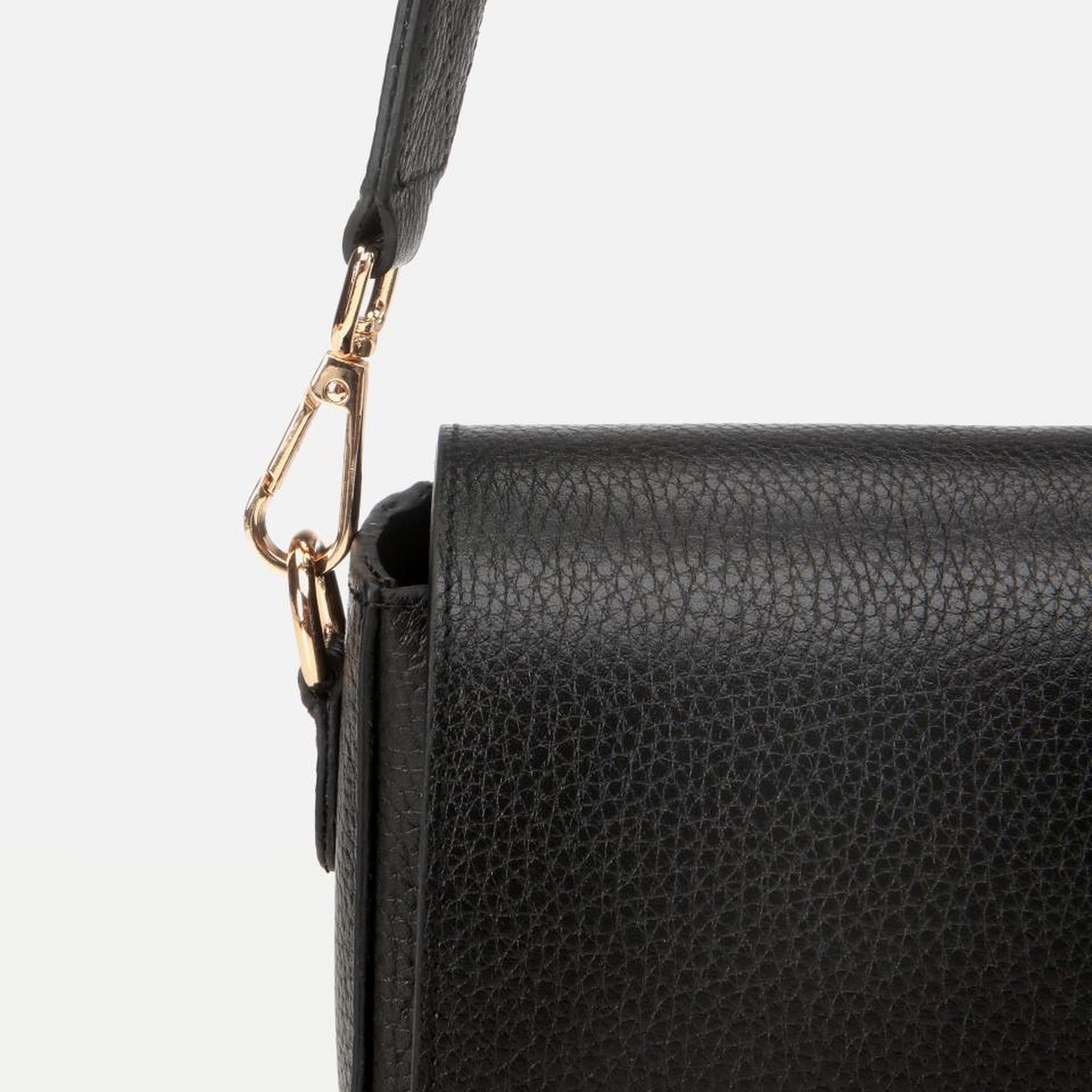 Kadın Deri Siyah Kilit Detaylı Mini Çanta