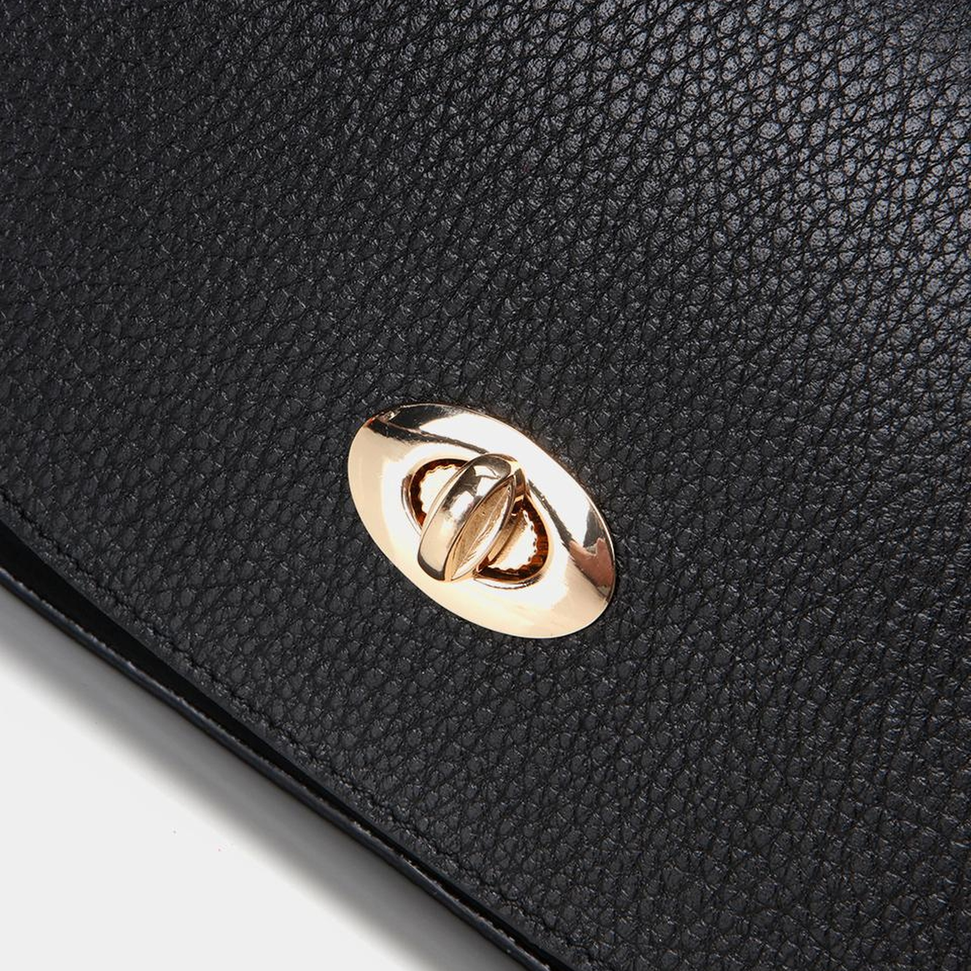 Kadın Deri Siyah Kilit Detaylı Mini Çanta