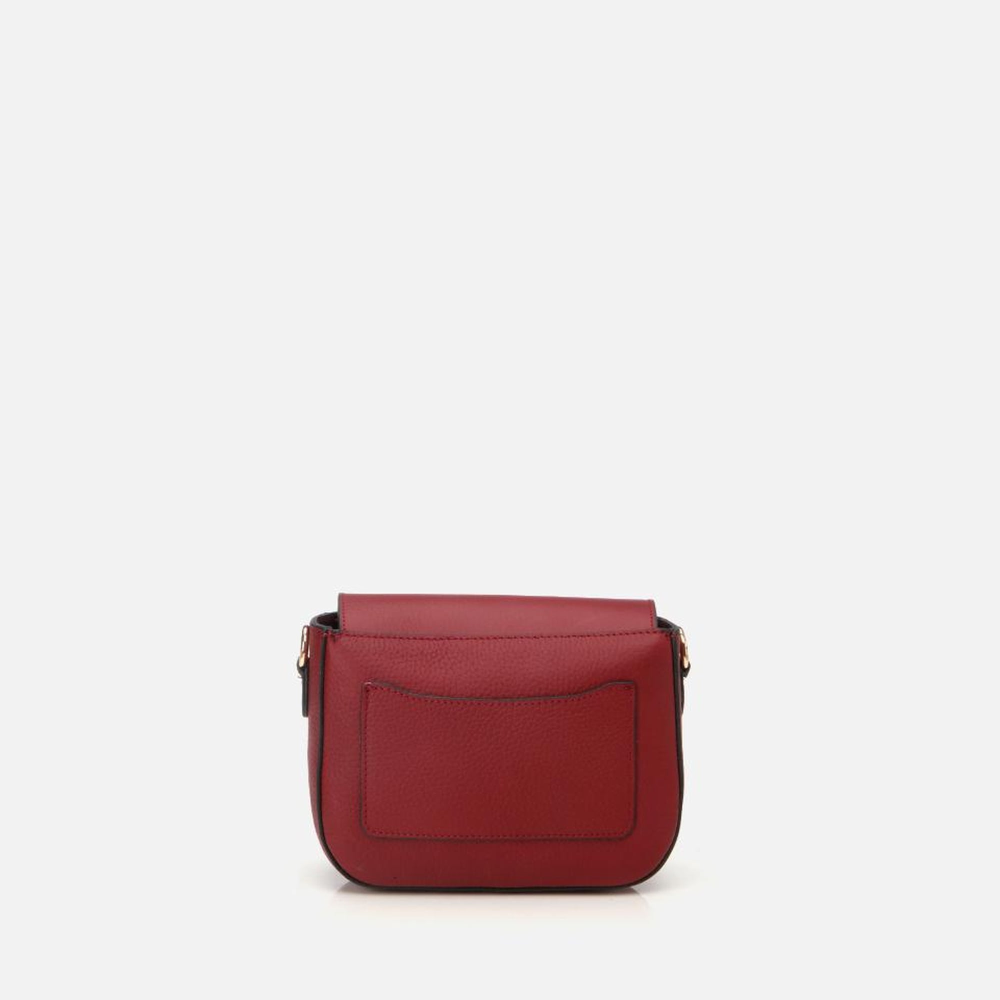 Kadın Deri Bordo Kilit Detaylı Mini Çanta