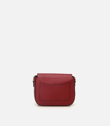  Kadın Deri Bordo Kilit Detaylı Mini Çanta