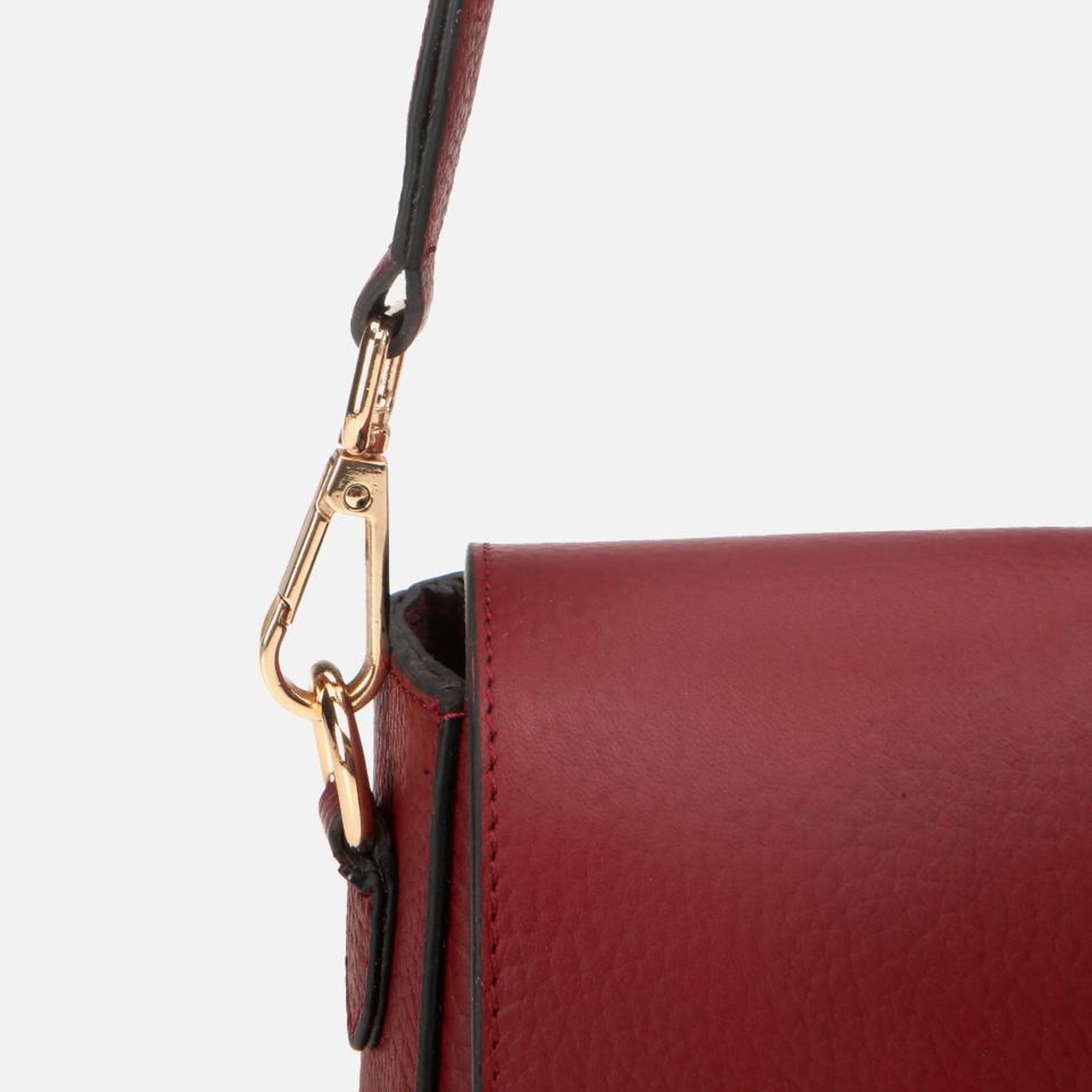 Kadın Deri Bordo Kilit Detaylı Mini Çanta