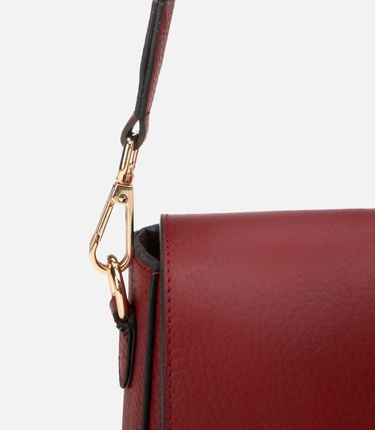  Kadın Deri Bordo Kilit Detaylı Mini Çanta