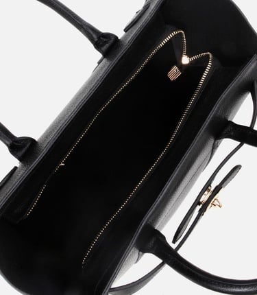  Kadın Deri Siyah Kilit Detaylı Omuz Çantası