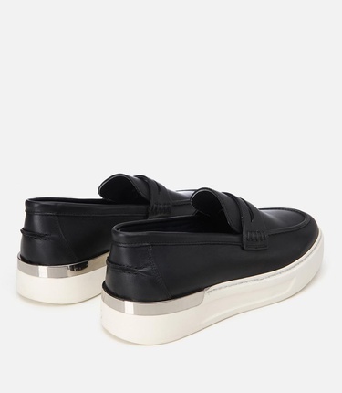  Erkek Deri Siyah Topuk Detaylı Şık Günlük Loafer