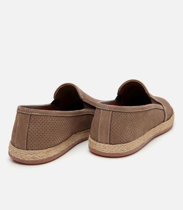  Erkek Süet Deri Bej Ultra Hafif Tabanlı Loafer