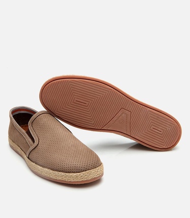  Erkek Süet Deri Bej Ultra Hafif Tabanlı Loafer