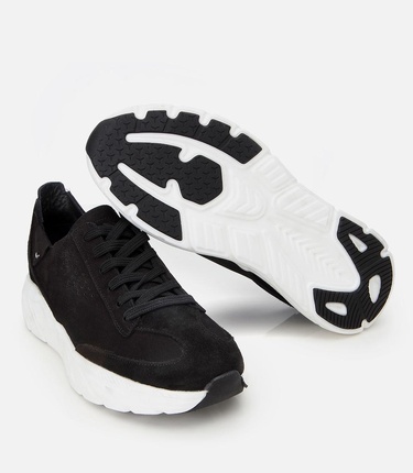  Erkek Nubuk Deri Siyah Ultra Hafif Tabanlı Spor Ayakkabı