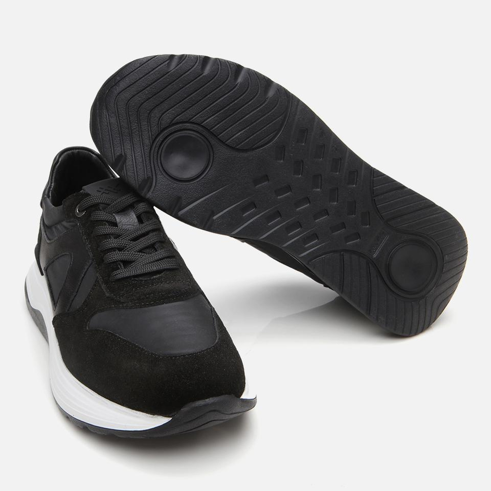 Erkek Süet Deri Siyah Hafif Tabanlı Spor Ayakkabı