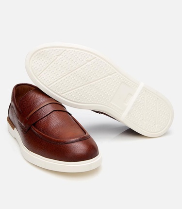  Erkek Deri Taba Ultra Hafif Tabanlı Klasik Loafer