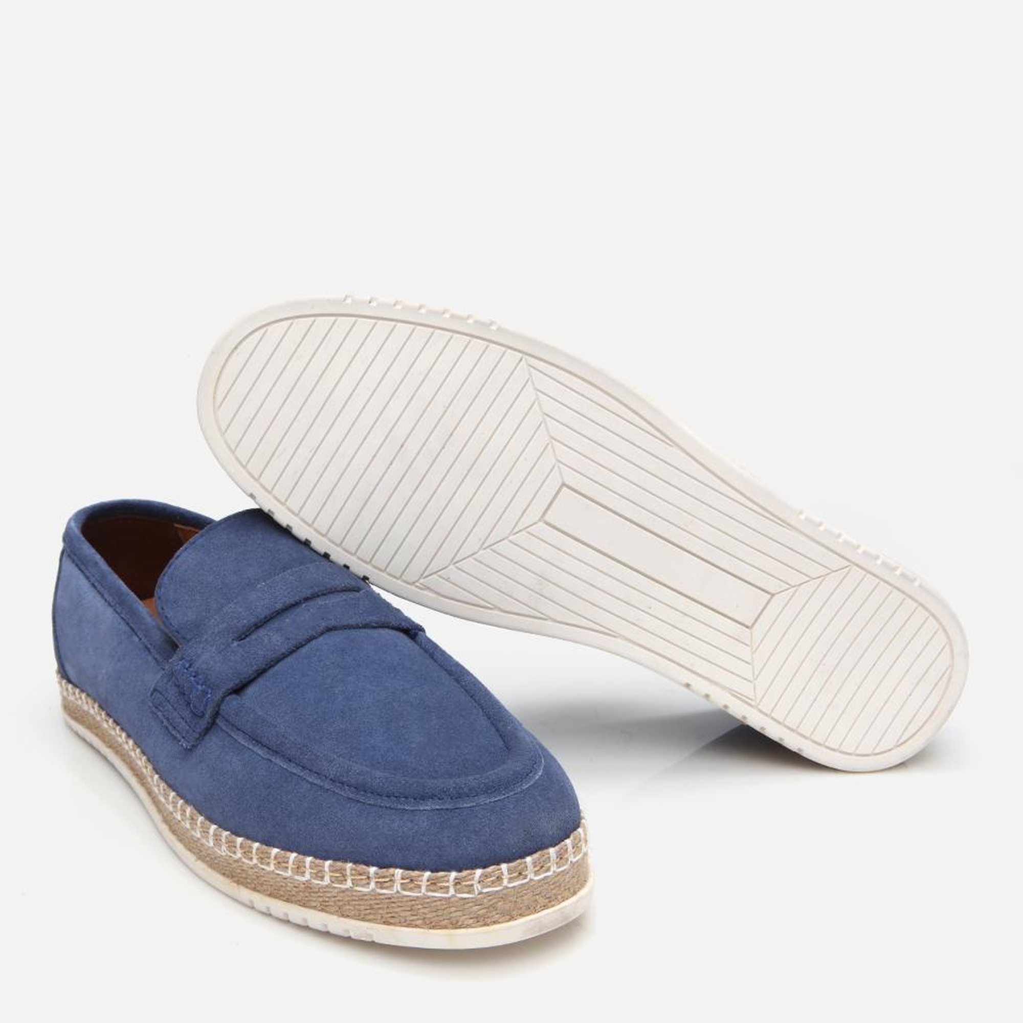 Erkek Süet Deri Mavi Ultra Hafif Tabanlı Loafer