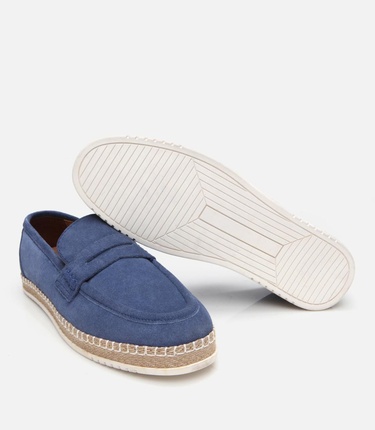  Erkek Süet Deri Mavi Ultra Hafif Tabanlı Loafer