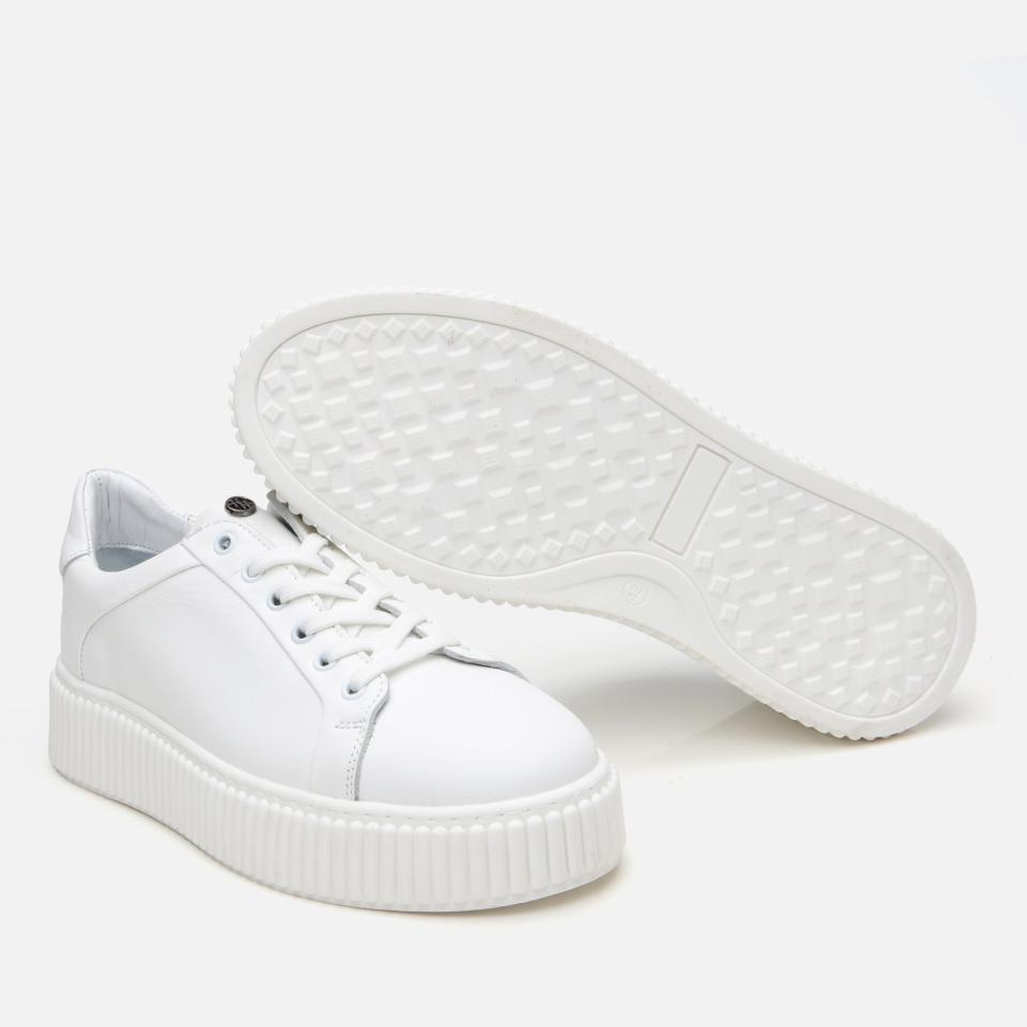 Erkek Deri Beyaz Yüksek Tabanlı Spor Ayakkabı