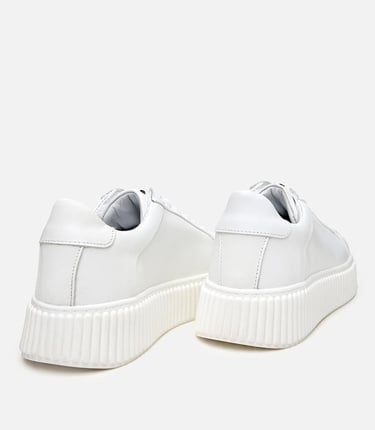  Erkek Deri Beyaz Yüksek Tabanlı Spor Ayakkabı